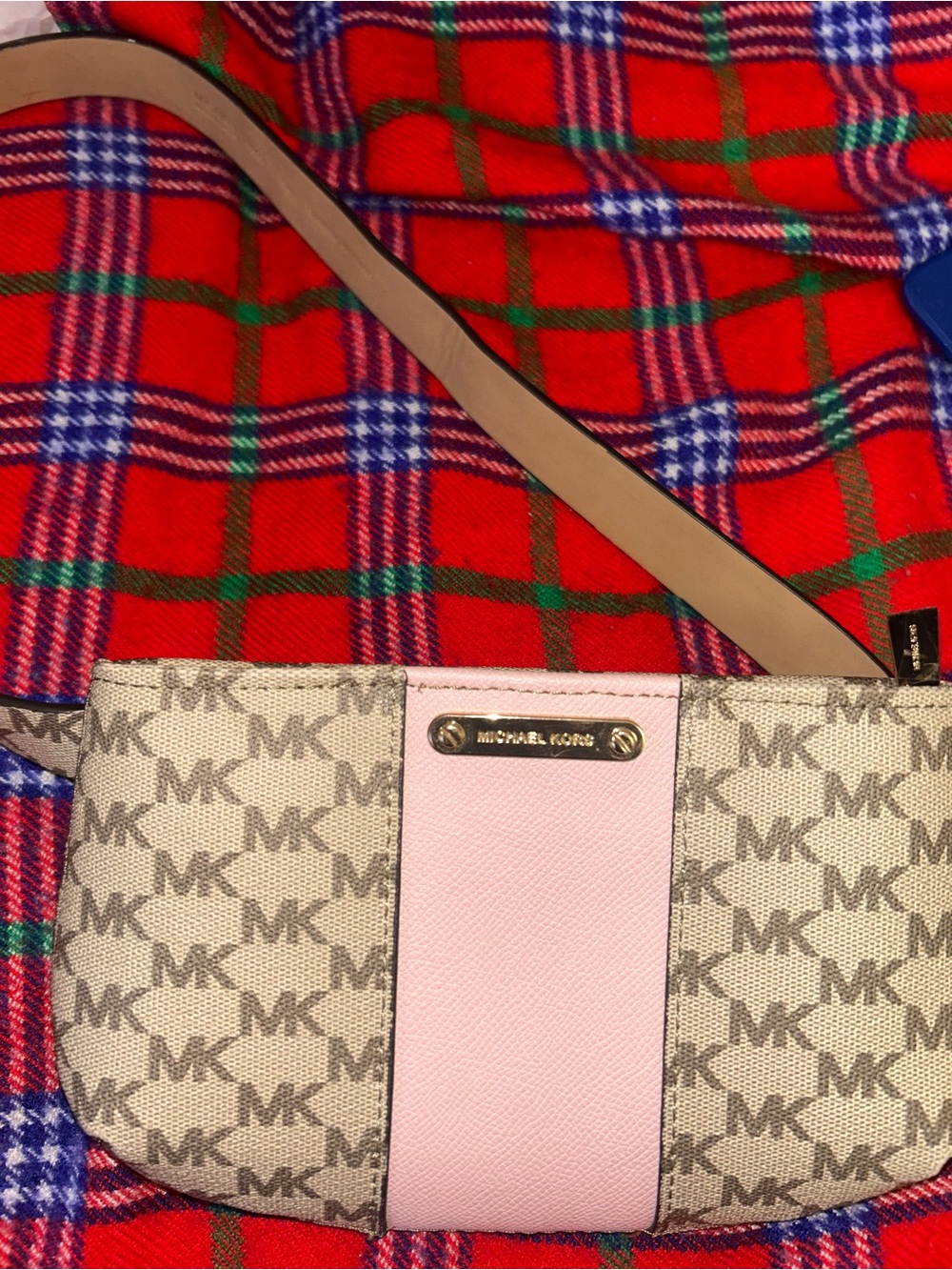Michael Kors Pink Signature Logo Crm Belt Bag